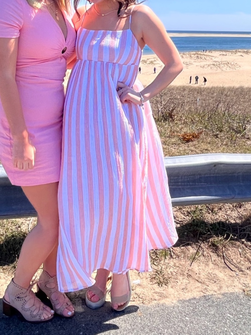 Abercrombie & Fitch Light Pink and White Maxi Dress